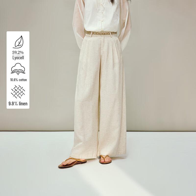INMAN Women s Lyocell Linen High-Waist Wide-Leg Pants 27