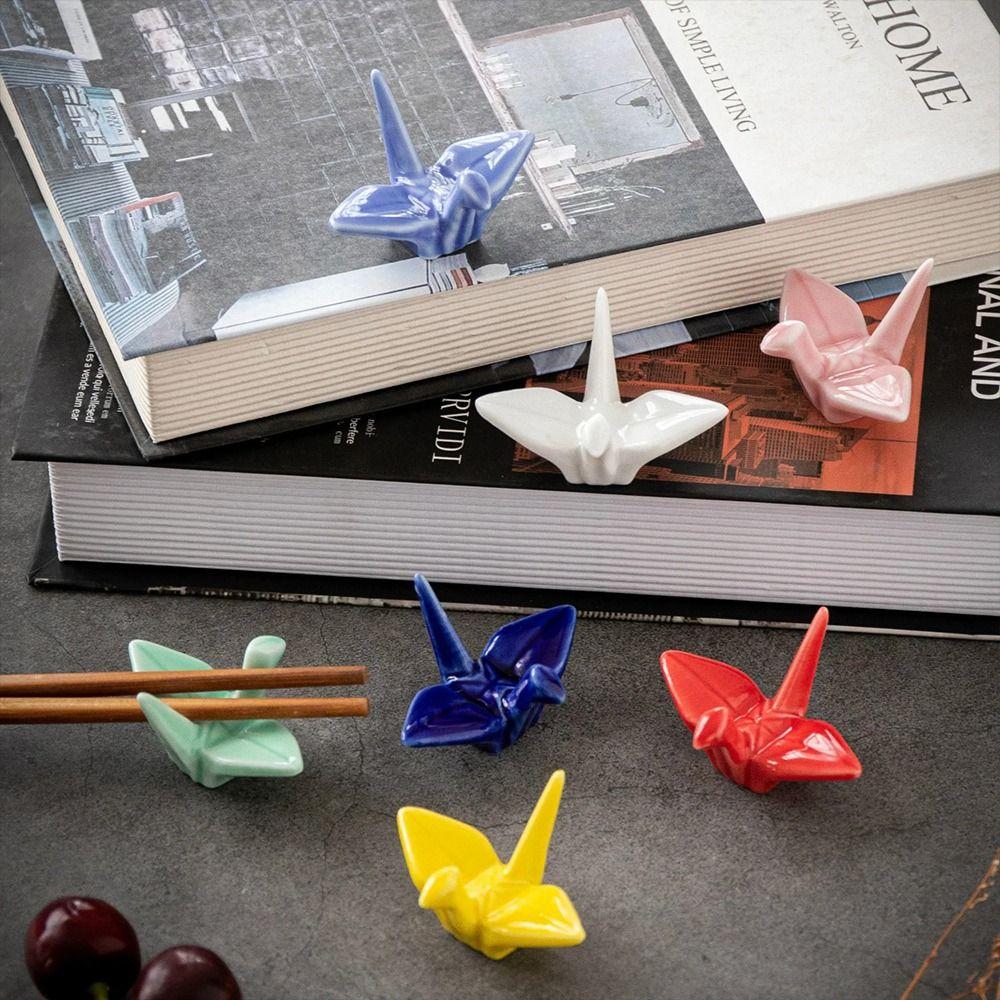 1pcs Desktop Decor Ornament Chopstick Holder Paper Crane Shape Chopsticks Pillow  Desktop