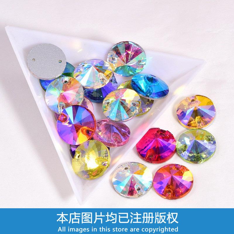 Diy Crystal Glass Hand Sewn Drill Round Clothing Wedding Dress Creative Jewelry Accessories Satellite Hand Sewn Drill