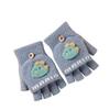 Children Autumn and Winter Boys Cute Cartoon Half Finger Open Finger Flip Warm Knitted Girls Gloves Primary School Students