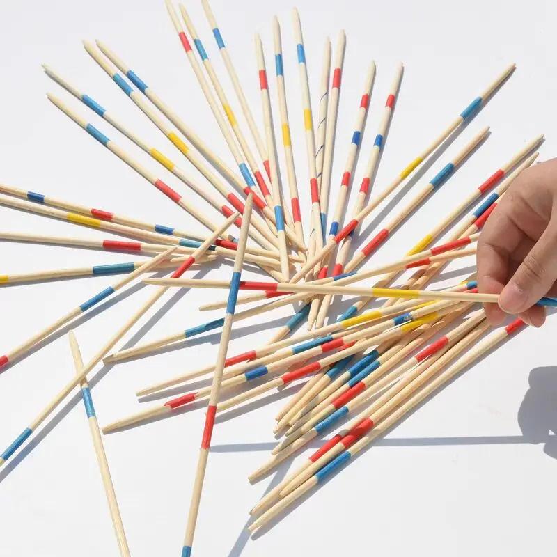 Classic Wooden Pick Up Sticks Game 31 Pcs Traditional Mikado Spiel Fun Desktop Toy Adults Kids Interactive Toy