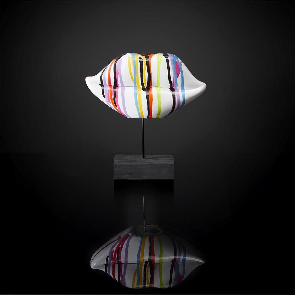 LIPPEN DEKORATION SKULPTUR BUNT STEHEND Keramik