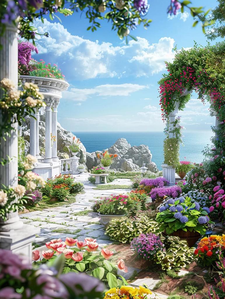5D DIY Diamond Mosaic Seaside Needlework Painting Garden Cross Stitch Diamond Embroidery Landscape Decor For Home