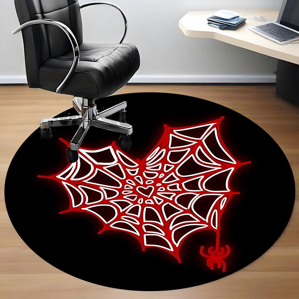 1pc Spider Web Office Round Area Rug, Indoor Mat Suitable ForOffice, Under Office Chairs Bedroom Living Room Home Decor, Room Deco q059