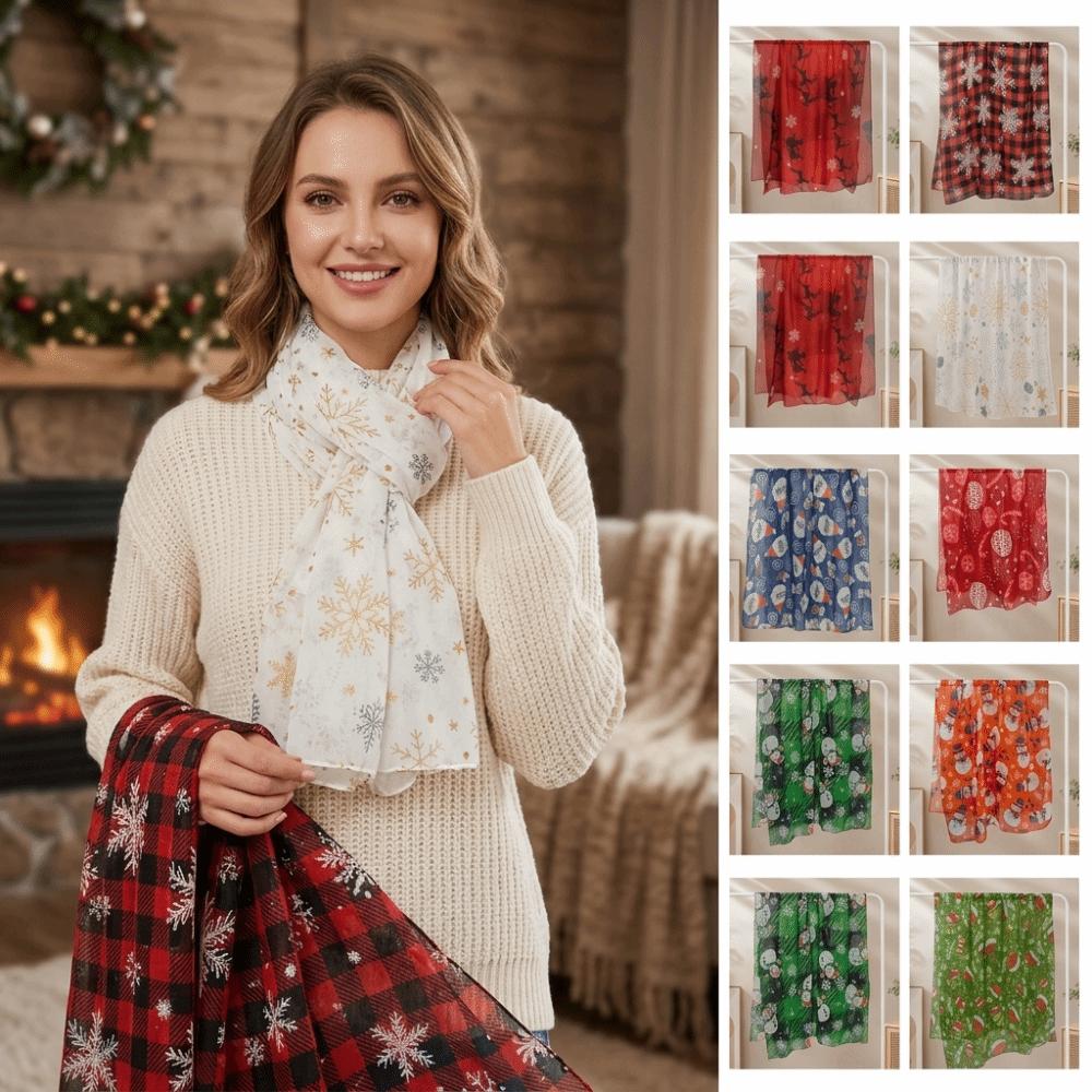 Soft Snowman Scarf Lightweight Neck Scarf Festive Christmas Scarf Fall