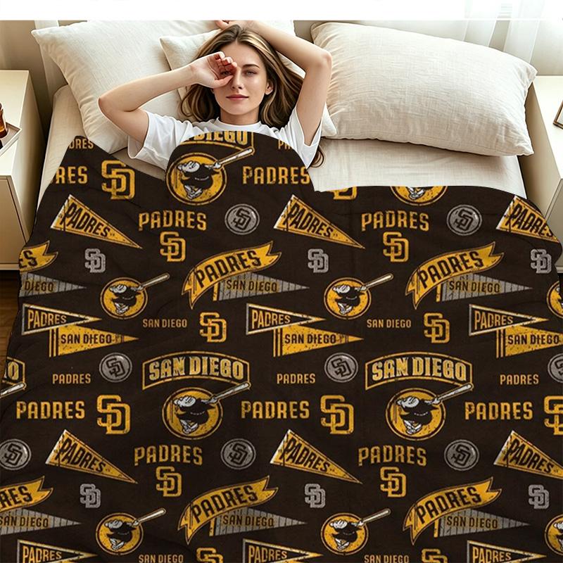 San Diego Padres Print Flannel Blanket High Quality Warm Comfortable Cover for All Seasons Perfect for Gifts Home Decor