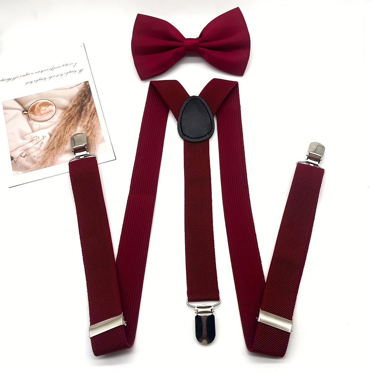 

Мужской однотонный набор галстук-бабочка и подтяжки с клипсами-дунгари