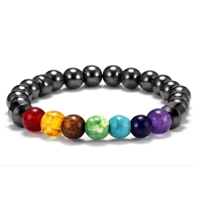 1pcs Bracelet For Men And Women Volcanic Stone Hand Beaded Colored Stone Stretch Hand Zircon