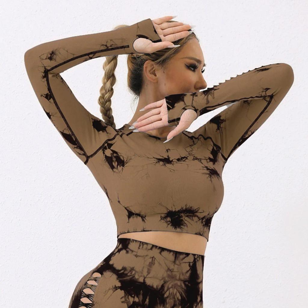 Evropsko-americké batikované vysoce elastické jógové kalhoty - Kontrola bříška, Prodyšné, Zvedání boků, Legíny slim fit