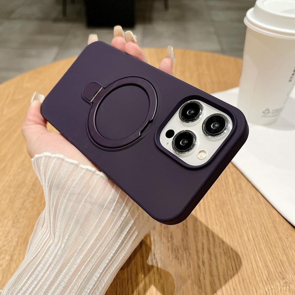 Applicable To IPhone17promax Liquid Silicone Magnetic Suction Fulcrum Bracket Mobile Phone Case Apple 16 Large Hole Protection Case