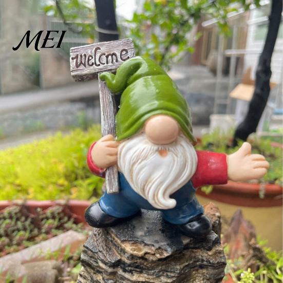 Waterproof Courtyard Statue Funny Gnome Welcome Sign Ornament, Resin Faceless Statue, Pastoral Figurine for Outdoor Garden Porch Patio Yard