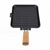 Grill Pan with Groove Foldable Handle Square Safe Enamel Coating Cast Iron Grill Pan for Steak Vegetables