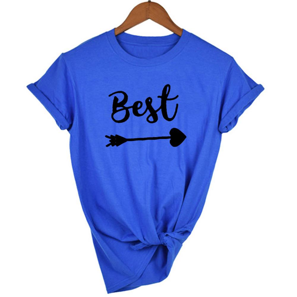 1Pcs Best Friends T Shirt Women Summer Short Sleeve Round Neck Sister Bff Friend Gift Top