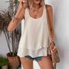Summer New Women's Vest Suspender Sleeveless Double Layer Ruffle Hem Daily Wear for Travel and Vacation