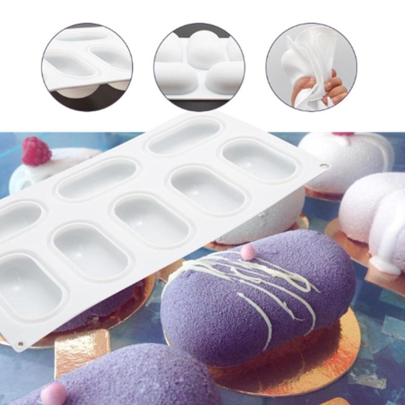 Silicone Mini Cake Mold for Baking Oval Round Floral Shapes Non-Stick Flexible Molds for Cupcakes Desserts Baking Accessories