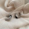Vintage Roman Style Black Zircon Stud Earrings Half Ring Personality Niche Earrings Personality Fashion Sense Artistic Temperament Earrings