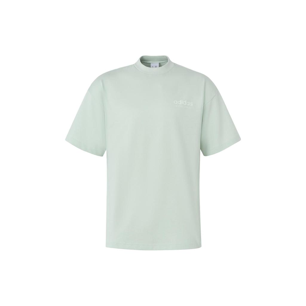 Adidas T Shirts Men's Linen Green Crew Neck Moderate Straight Fit IK0092