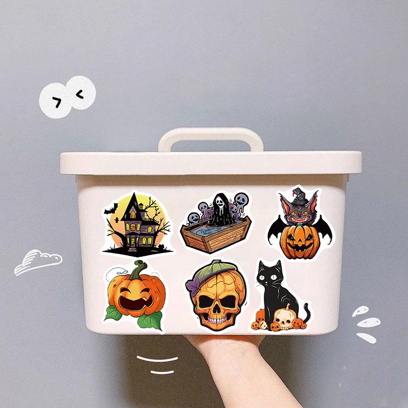 50pcs Non-Repeating Halloween Pumpkin Theme Stickers Vinyl Waterproof Holiday Sticker Halloween Goodie Bag Stuffers Kids Youth Adult Party Favors Gift