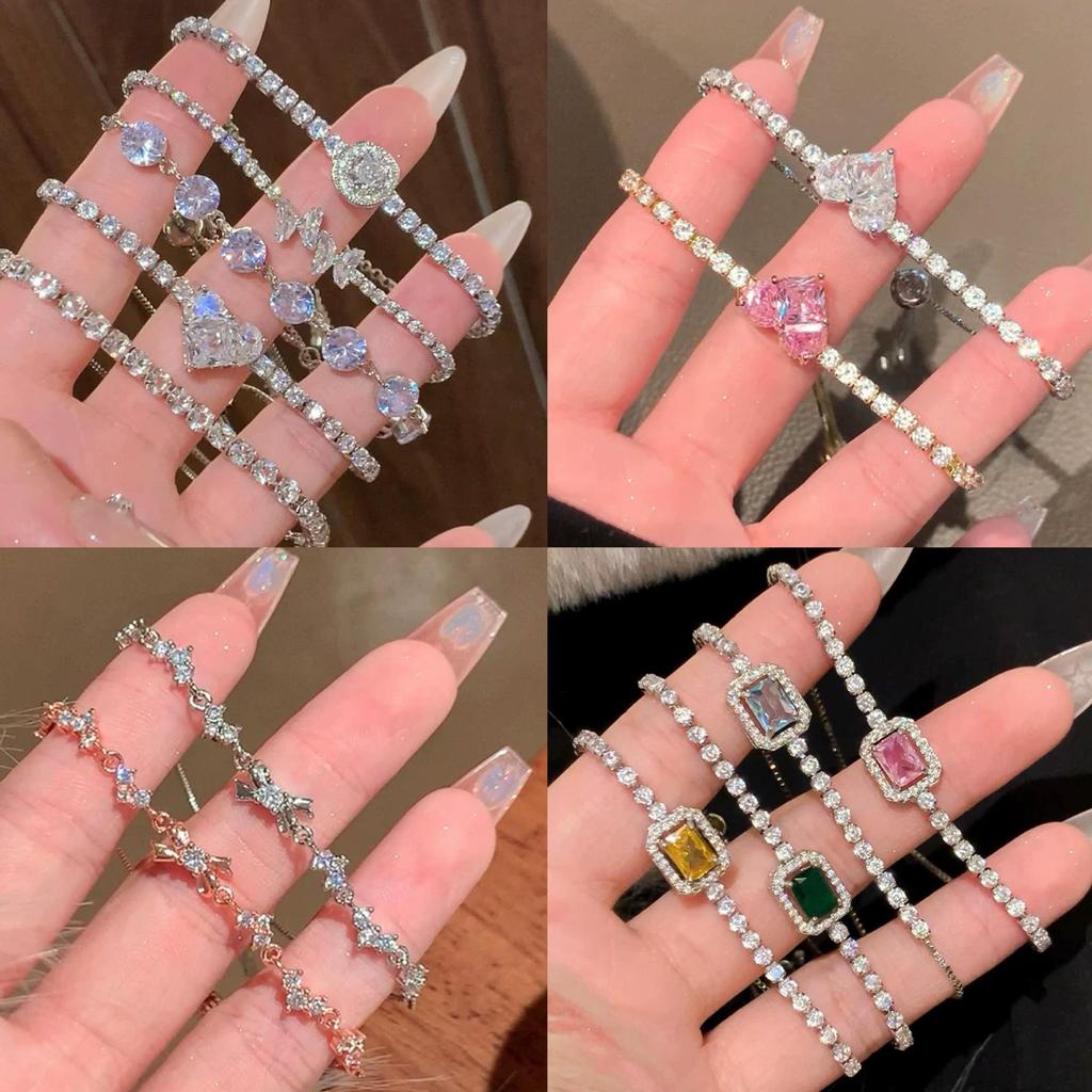 Farbenfrohes Zirkon Verstellbares Quadratisches Armband - Hochwertiger Modischer Damenschmuck mit Nischendesign