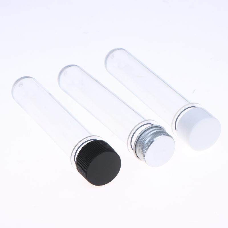 Refillable PET Test Tube Bottle 40ml Transparent Cylindrical Empty Container for Travel Cosmetic Liquid Sample Storage