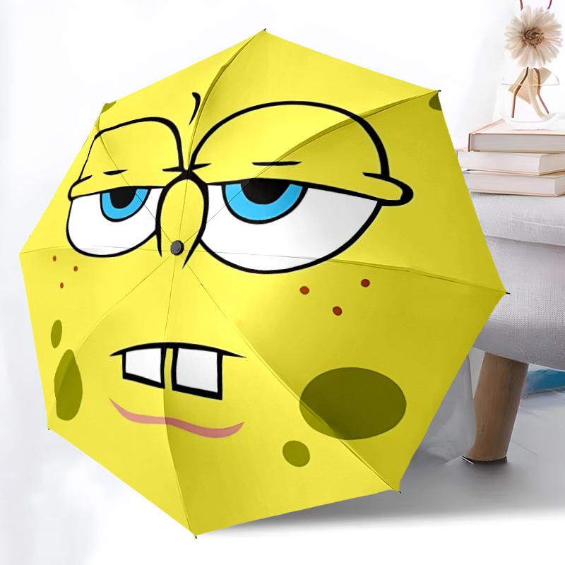 1pc SpongeBob Automatic Folding Umbrella, Automatic Folding Umbrella with 8 Ribs, Convenient for Outdoor Use  070