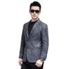 Spring and Autumn Genuine Leather Jacket Men's First Layer Cowhide Printed Suit Business Casual Men's Jacket Dad's Wear