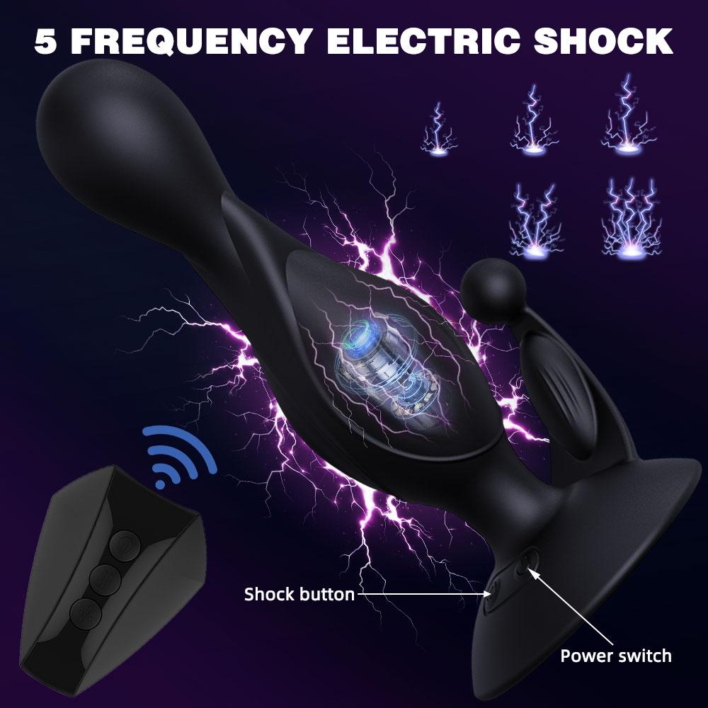Tri-motor Anal Plug Electric Shock Butt Plugs Anal Beads Prostate Massager Female Masturbator Erotic Sex Toys for Couple