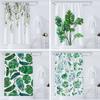 Green Plant Leaf Vines Floral Shower Curtain Print Nordic Minimalist Polyster Fabric Home Decor Bathroom Curtains with Hooks