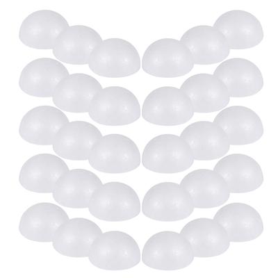 50Pcs White Polystyrene Half Balls 5.6cm Craft Foam for Christmas Decor DIY Painting Flower Arranging Children Educational Art