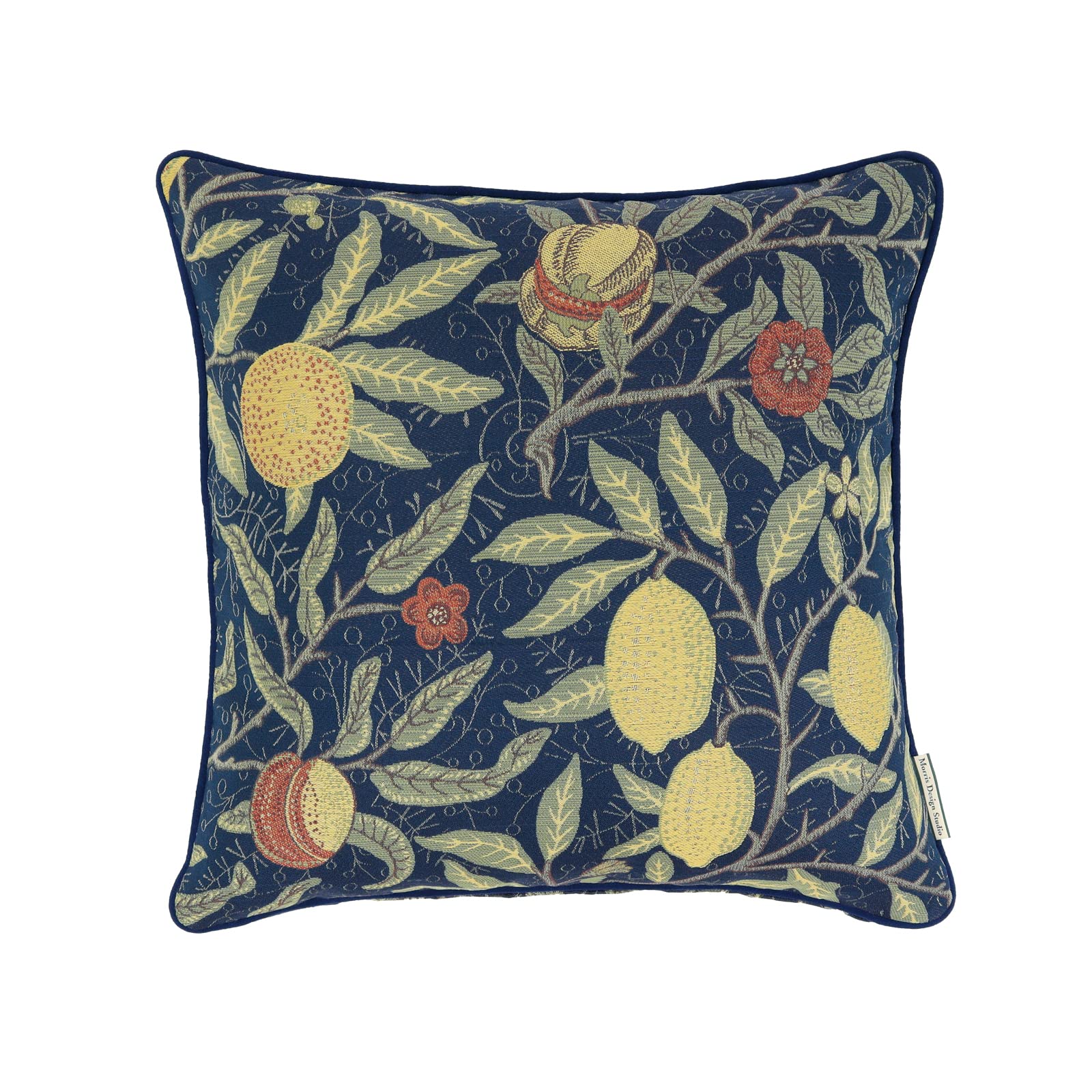 Morris Design Studio Ботаническая Классическая Подушка Темная В Стирке, Фрукты, Синий, 45x45см, LL1729, Япония, темно-синий