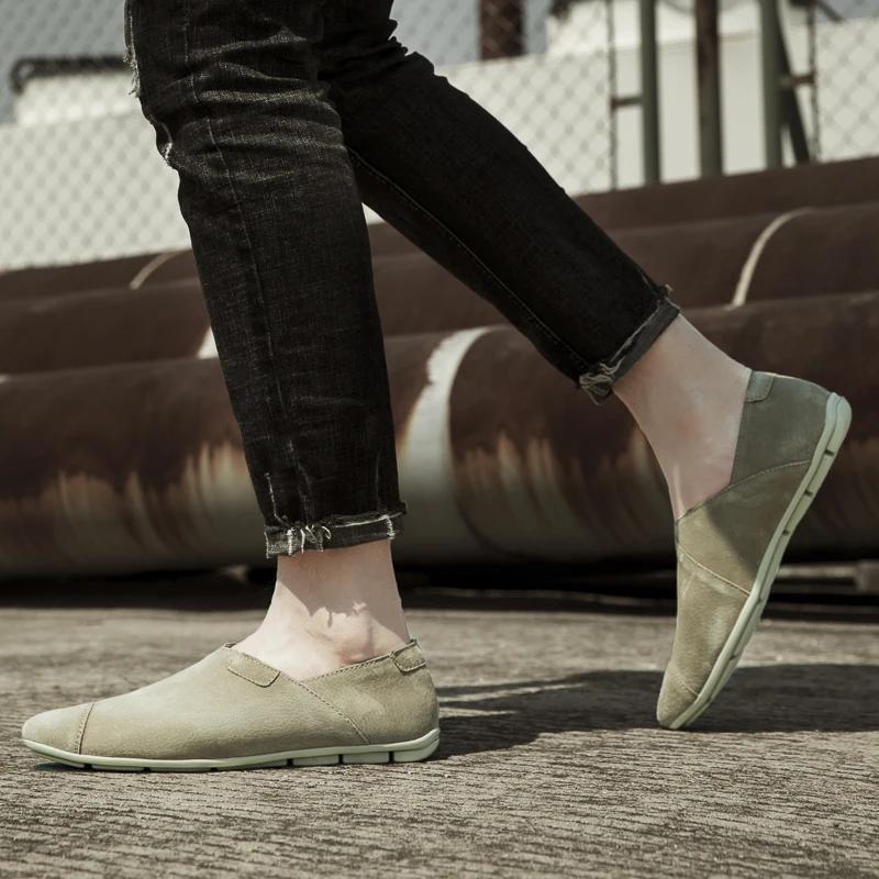 Leather Men Shoes Fashion Casual Flats Men Shoes Outdoor Breathable Loafers Genuine Leather Slip On Moccasins Comfortable