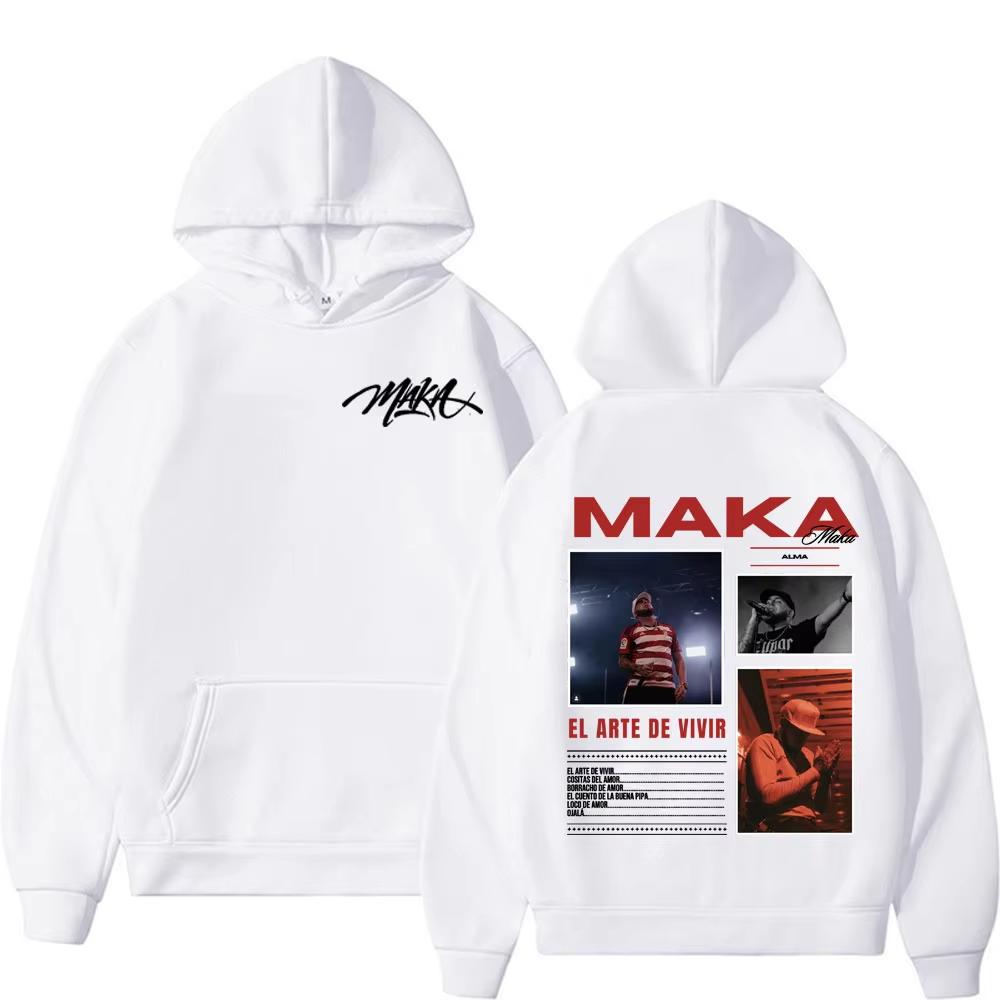 Мерч Худи унисекс Harajuku Hip Hop Street Sweatshirt Повседневный флис с длинным рукавом Худи Тур рэпера Maka Aura 2026