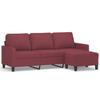 3 Seater Sofa with Ottoman in Burgundy 180 cm Fabric