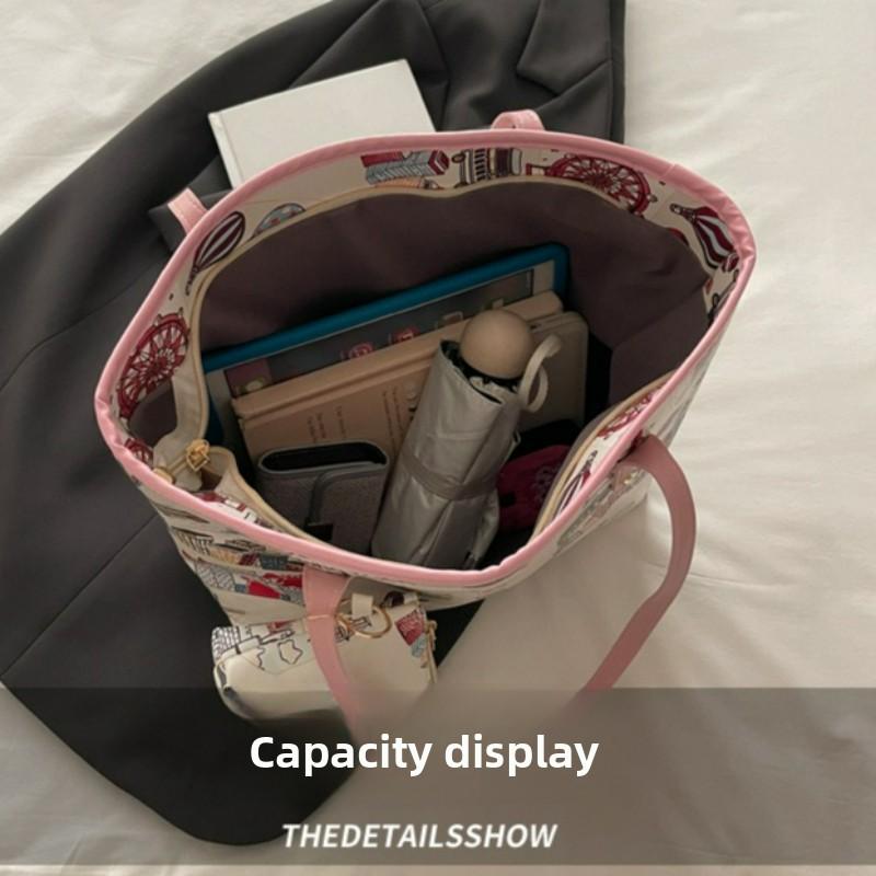 Fashi Printed Graffiti Shoulder Bag Women Large Capacity Commuter Vintage High Quality Handle Bag Comfortable Composite Bag