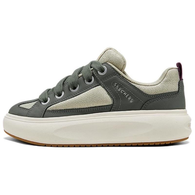 Skechers Cloud Cheese Bread Shoes Women Fashion Versatile Breathable Platform Low Top Casual Skate Shoes Olive Green 177482-OLV 37.5
