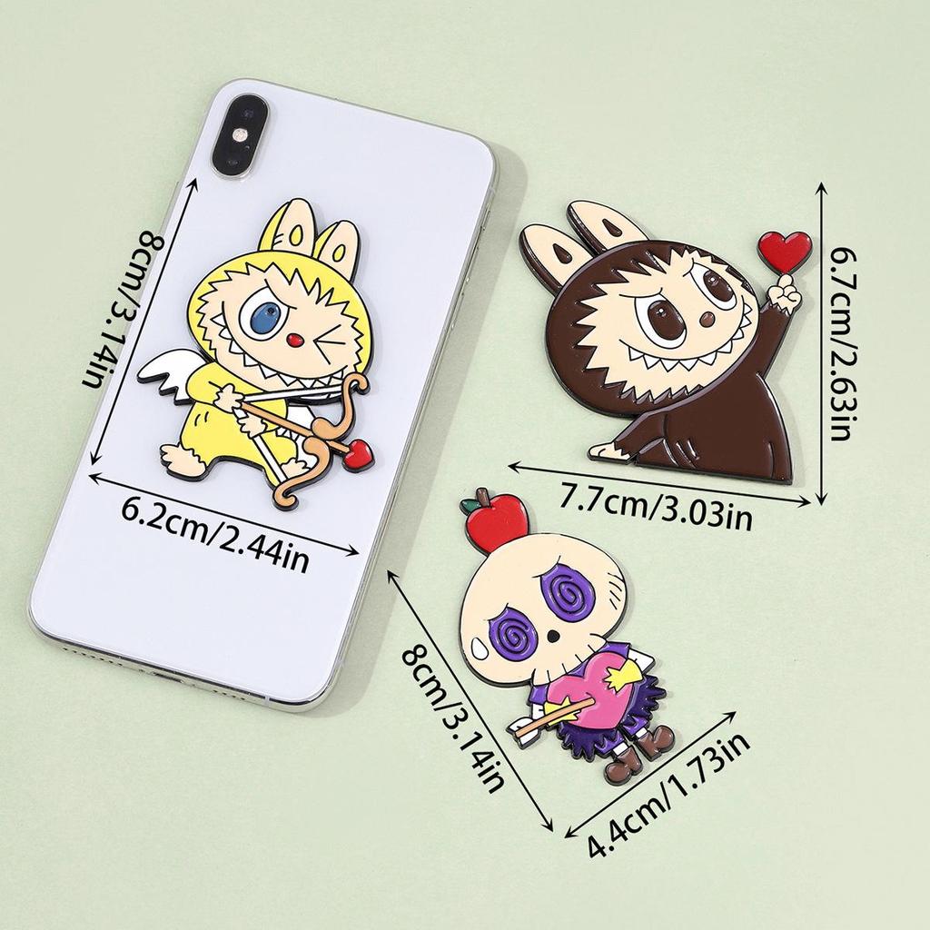 Halloween Labubu Cartoon Metal Magnet & Sticker for Fridge, Car, and Phone Case
