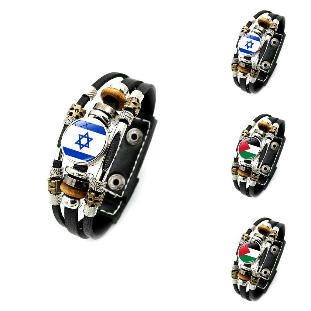 Israeli Palestinian Leather Bracelet European And American Punk Style Multilayered Beaded Bracelet