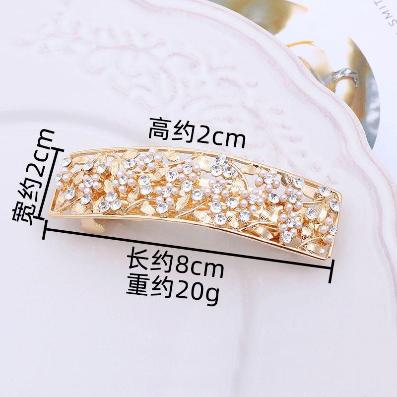 Fashion Bow Hairpin Half Tie Hair Alloy Leaflets Diamond Shiny Disc Hair Headgear Premium Ponytail Clip