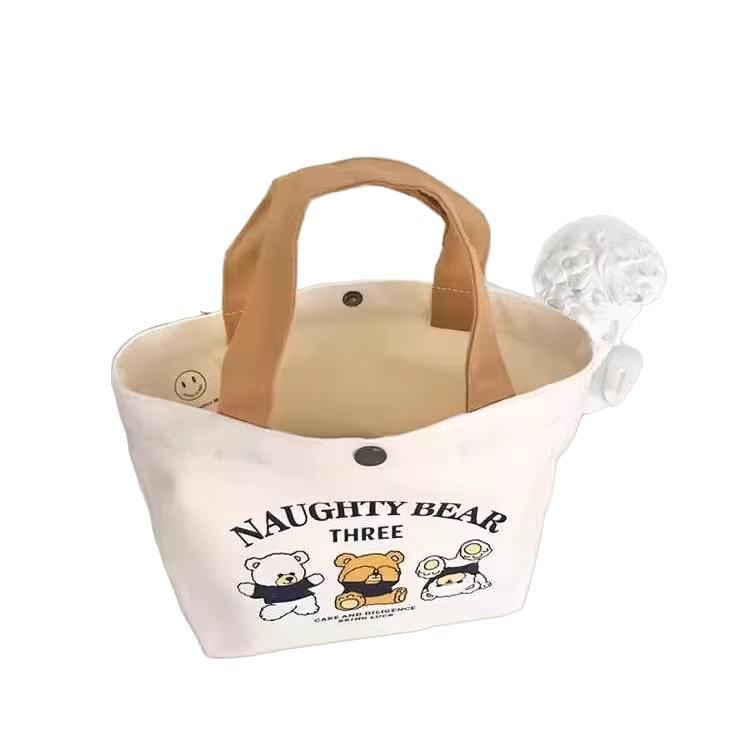 Little Bear Women's Versatile Canvas Tote Lunch Bag
