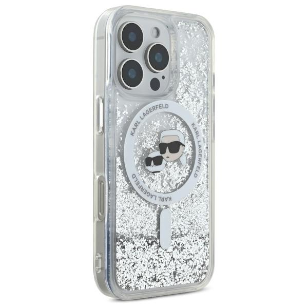 Karl Lagerfeld Klhmp16Llgkcsgh Iphone 16 Pro 6.3 Hardcase Transparent Liquid Glitter Karl&Choupette Head Magsafe
