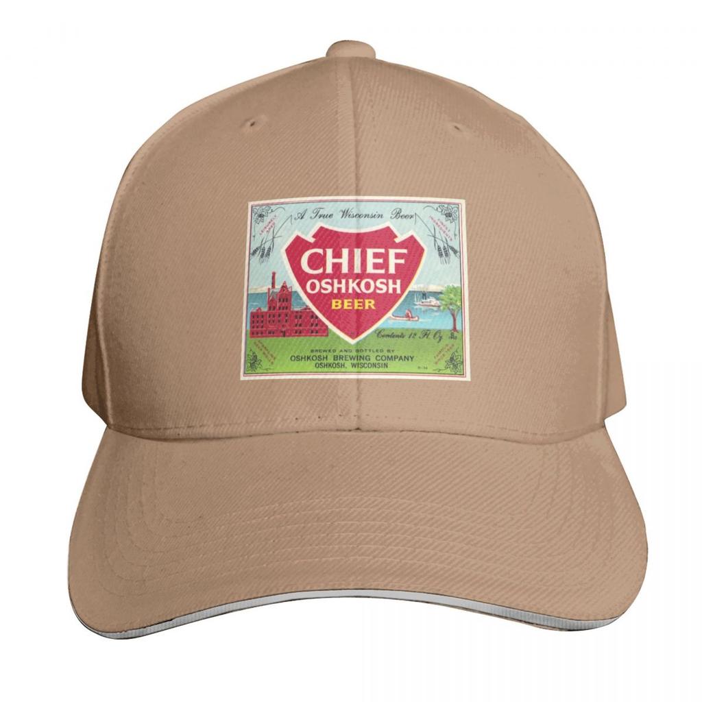 Chief Oshkosh Beer Label Baseball Cap Strapback Dad Hat Six Panel Structured Crown Sun Protection UPF