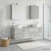 5 Piece Bathroom Furniture Set Concrete Grey Engineered Wood and Glass