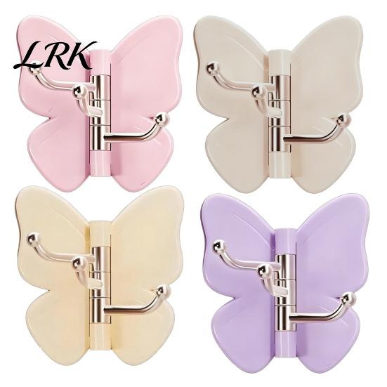 Rotating Storage Hook 4PCS Butterfly Adhesive Hook, with 3 Swivel No Drill Bathroom Towel Wall Space Saving for Kitchen Bedroom Metal Arm