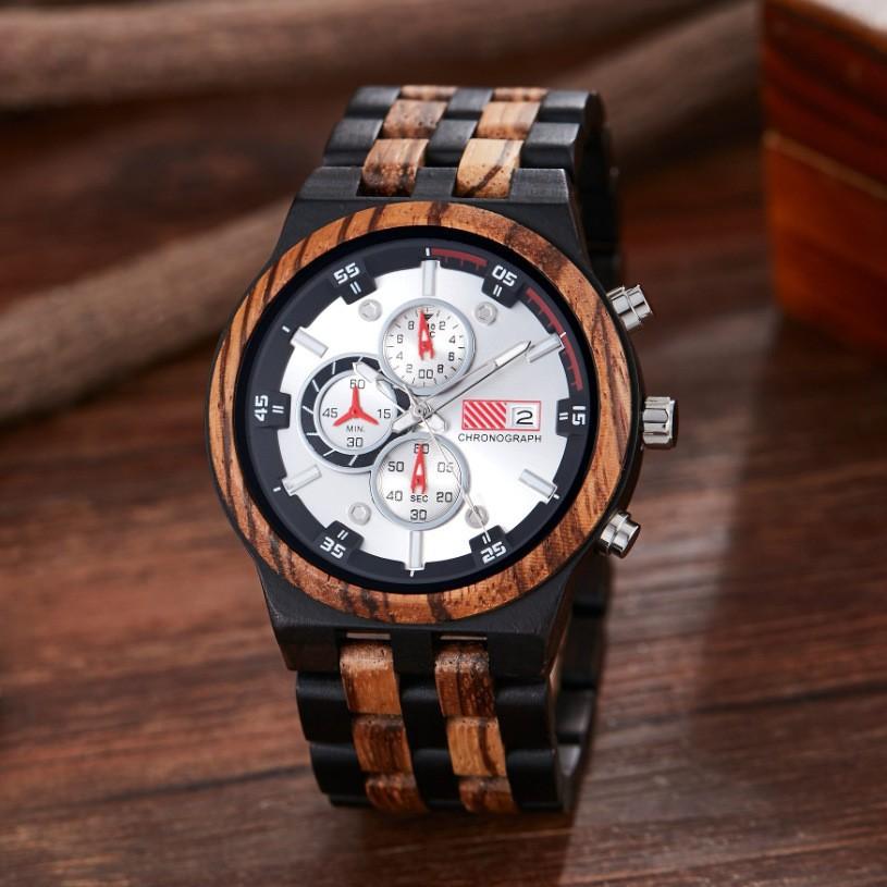 Sports Men'S Watch Wood Set Quartz Watch Calendar Multifunctional Fashion Watch