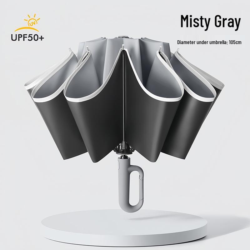 10-Rib Auto Folding Umbrella: Enlarged, Thickened, Portable, with Ring Buckle – for Sun and Rain, Custom Logo Available.