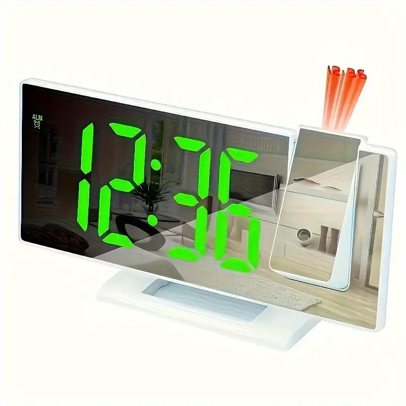 Projection Alarm Clock Multifunction Intelligent Luminous Clock Bedroom Large Screen Digital Clock 180℃ Back and Celling Projec