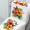 Tropische Blumen Schmetterling Toilettenaufkleber, Badezimmer Dekoaufkleber