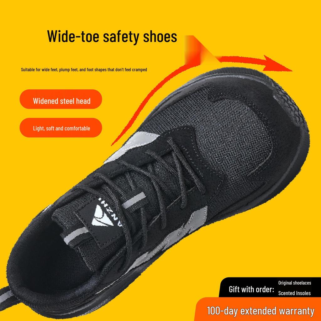 Anzhi 2026 Heren Euro Standaard Veiligheidsschoenen met Brede Neus: Lichtgewicht, Anti-Verplettering, Anti-Doorboring, Antislip voor Bouwplaatsen.