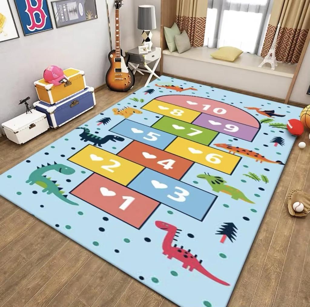 Cartoon Hopscotch Carpet Non-Slip Children's Room Study Table and Chair Mat Kindergarten Play Floor Mat Home Decoration