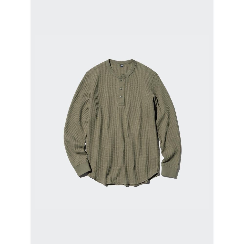 Uniqlo Waffle Henley Neck T  Long Sleeve 